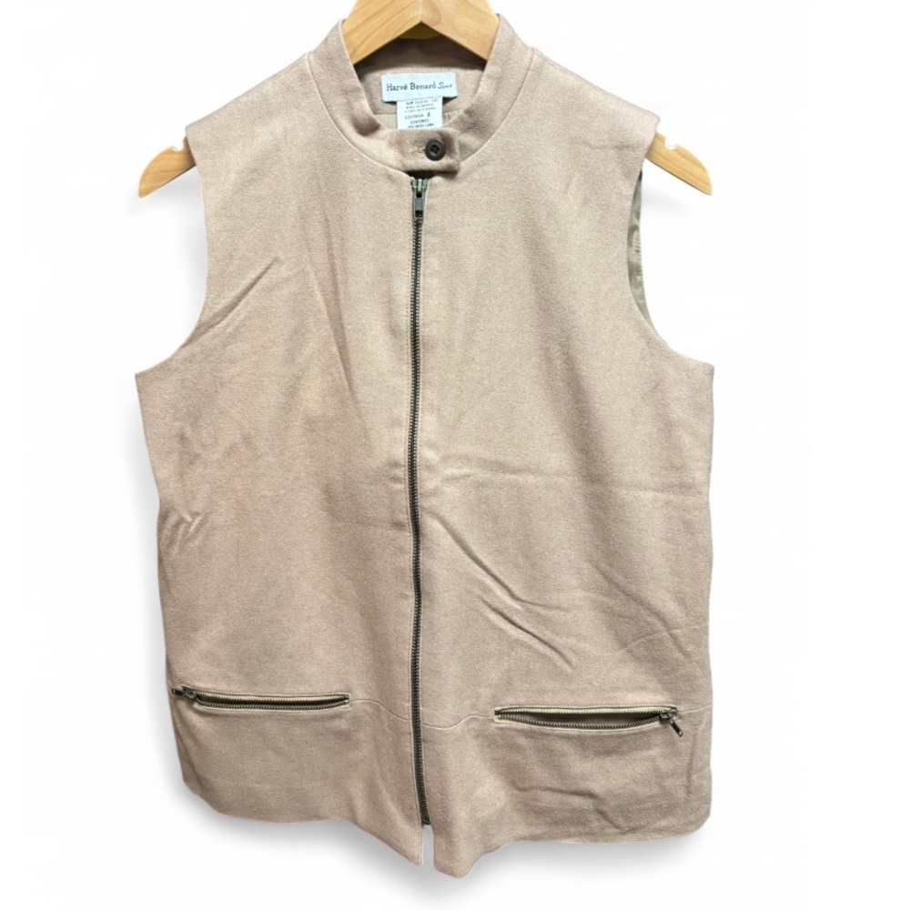 Harve Benard Beige Women's wool blend Vest with Zipper size 4